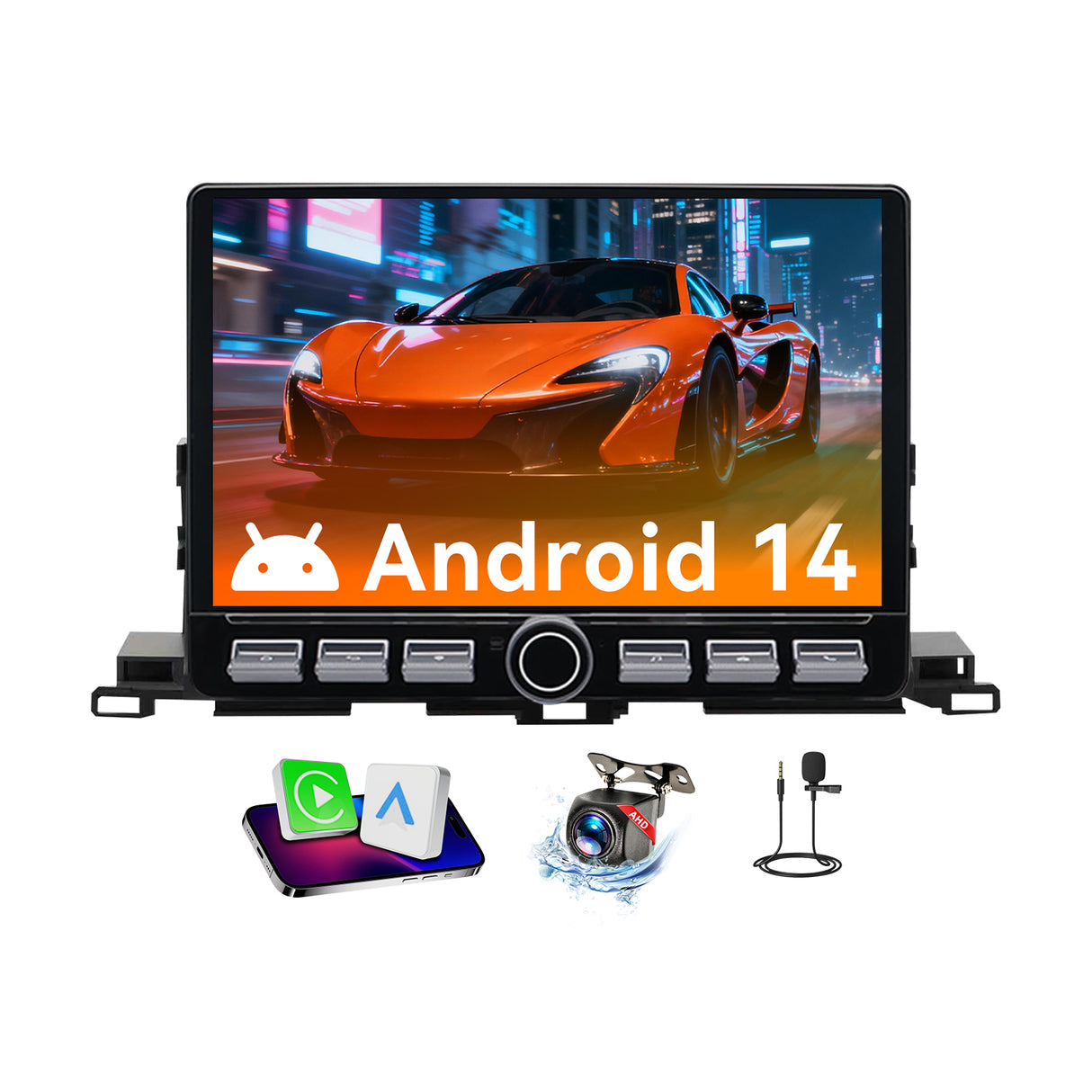 Android 13 Car Stereo Radio Compatible with Toyota Highlander 2015-2018, 10 Inch Touchscreen Head Unit,Bluetoot h|Wifi |FM  |Wireless Carplay Android Auto |GPS |Mirrorlink |Backup Camera