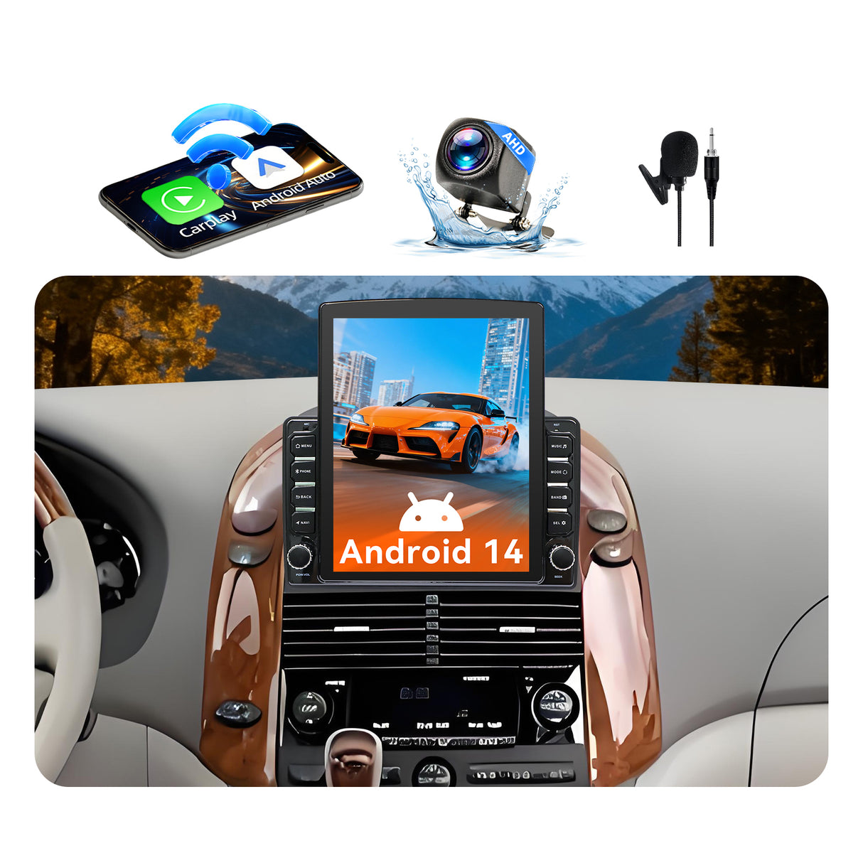 Android 15 Car Radio Stereo Compatible with Toyota Sienna 2004-2010,9.7 Inch Touchscreen,Car Stereo Support Wireless Carplay & Android Auto,Bluetooth/GPS/WiFi/Mirror Link/Backup Camera/SWC/FM