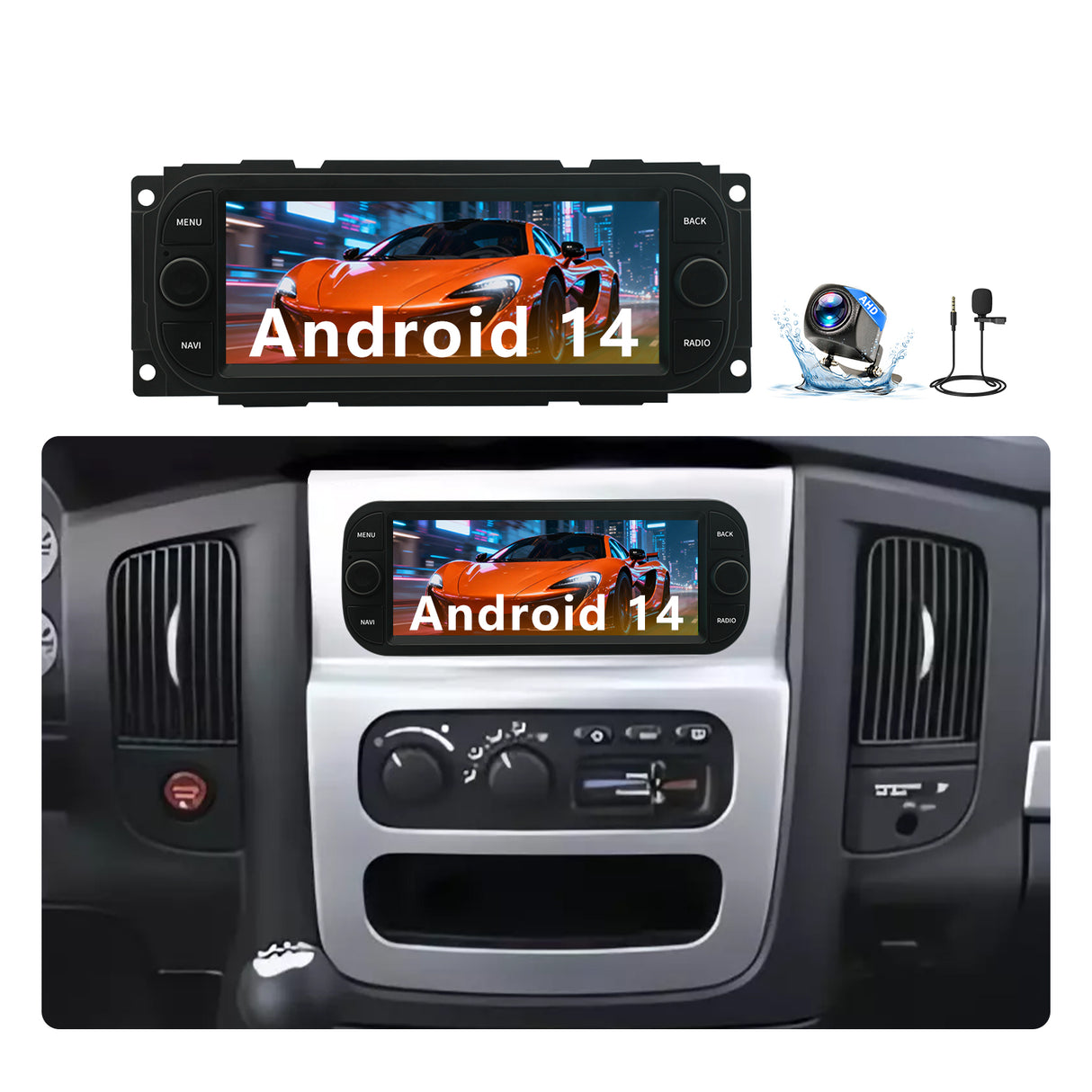 Android 13 Car Stereo Radio Head Unit Compatible with Dodge RAM(2002-2006), Jeep Wrangler (2003-2006)，Jeep Grand Cherokee (1999-2004), Chrysler 300(2002-2004) 300C Carplay&Android Auto Touch Screen with GPS DSP Bluetooth Optical FM 4G WiFi 2+64G 6.9 inch