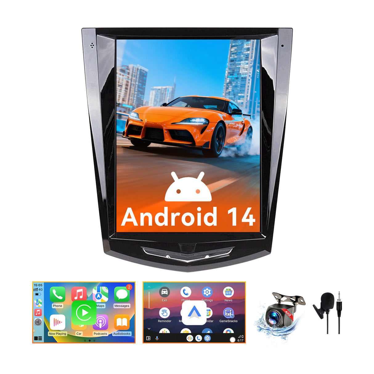 Android 14 car raido Stereo Compatible with Cadillac ATS ATSL XTS SRX CTS 2009-2018. 9.7" Screen Stereo Replacement with Wireless Carplay Android Auto GPS Bluetooth FM DSP SWC Backup Camera