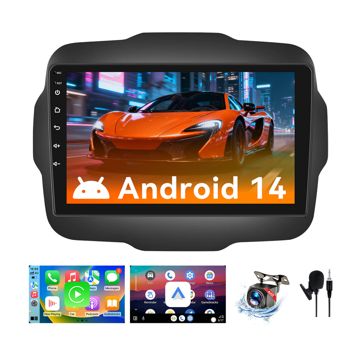 Android 13 Car Stereo Radio Compatible with Jeep Renegade 2015 2016 2017 2018 2019 2020,9 Inch Touchscreen Car Radio Support Bluetooth,Wireless CarPlay Android Auto/FM/GPS/Mirrorlink/Backup Camera