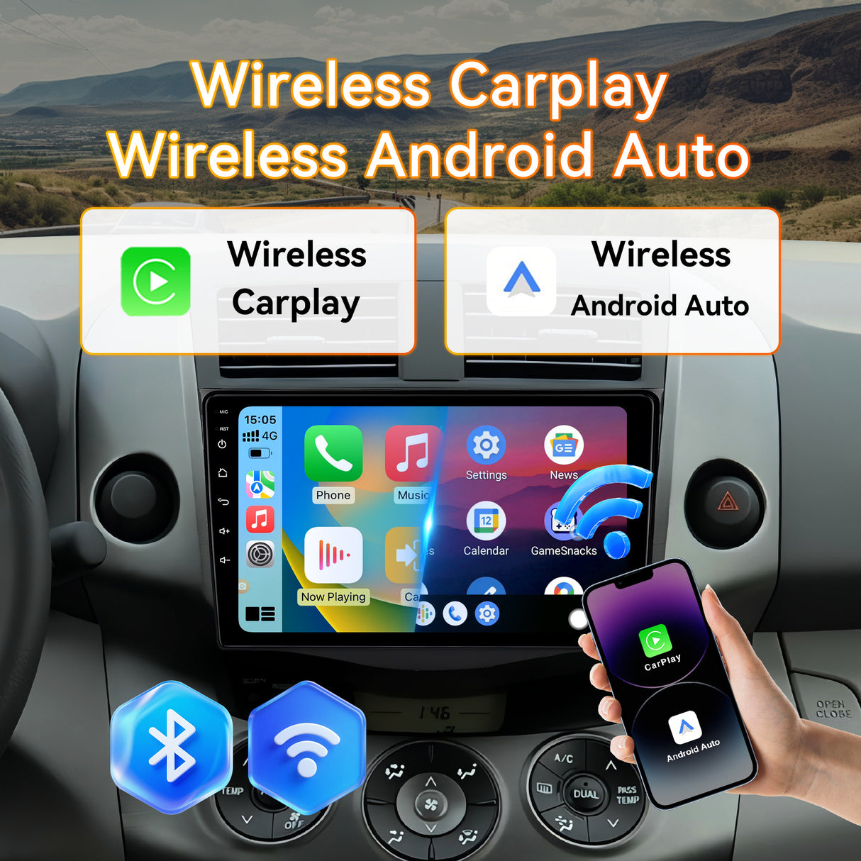 Android 13 Car Stereo Radio Compatible with Toyota RAV4 2006-2011,9 Inch Touchscreen Head Unit,Bluetooth |Wifi |FM |Wireless Carplay Android Auto |GPS |Mirrorlink |Backup Camera