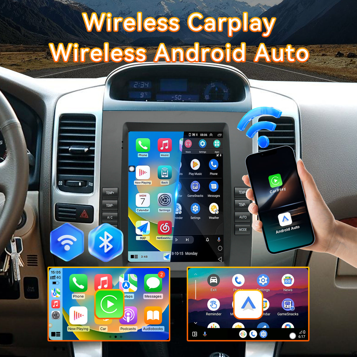 Android 15 Car Radio Stereo Compatible with Lexus GX470 2002-2009 & Toyota Prado with Wireless Carplay Android Auto, 9.7' IPS Touchscreen Support Bluetooth/GPS/WiFi/Mirror Link/Backup Camera