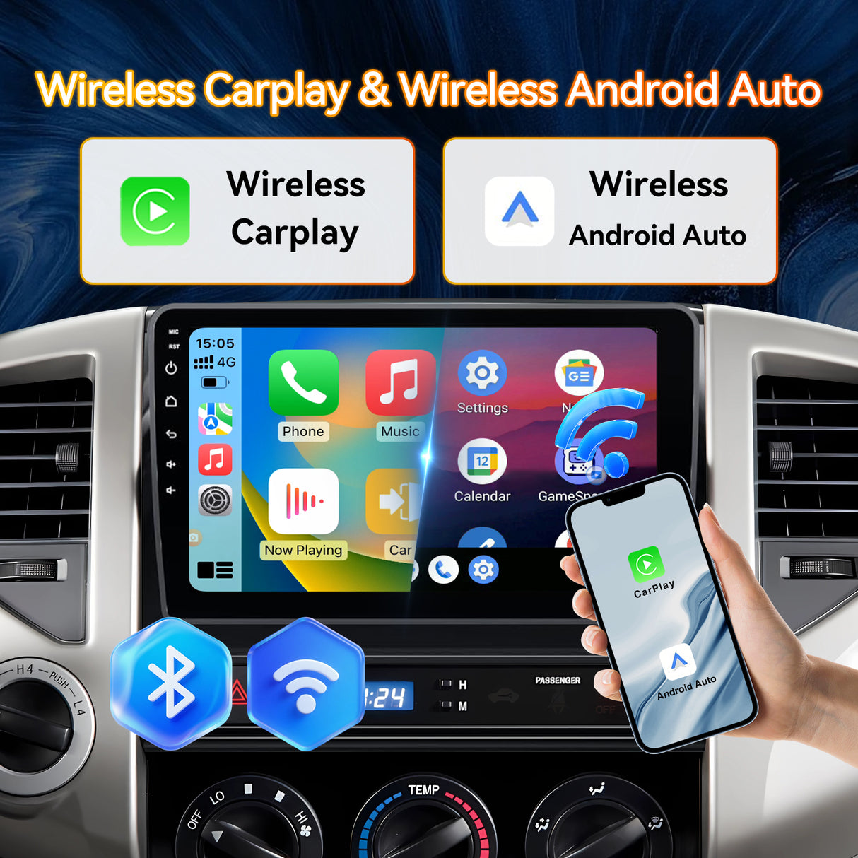 Android 13 Car Stereo Radio Compatible with Toyota Tacoma 2005-2015,9 Inch Touchscreen Head Unit,Bluetooth |Wifi |FM |Wireless Carplay Android Auto |GPS |Mirrorlink |Backup Camera