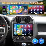 Android 13 Car Stereo Radio Compatible with Jeep Compass 2009-2016, 10 Inch Touchscreen Head Unit,Bluetooth |Wifi |FM |Wireless Carplay Android Auto |GPS |Mirrorlink |Backup Camera