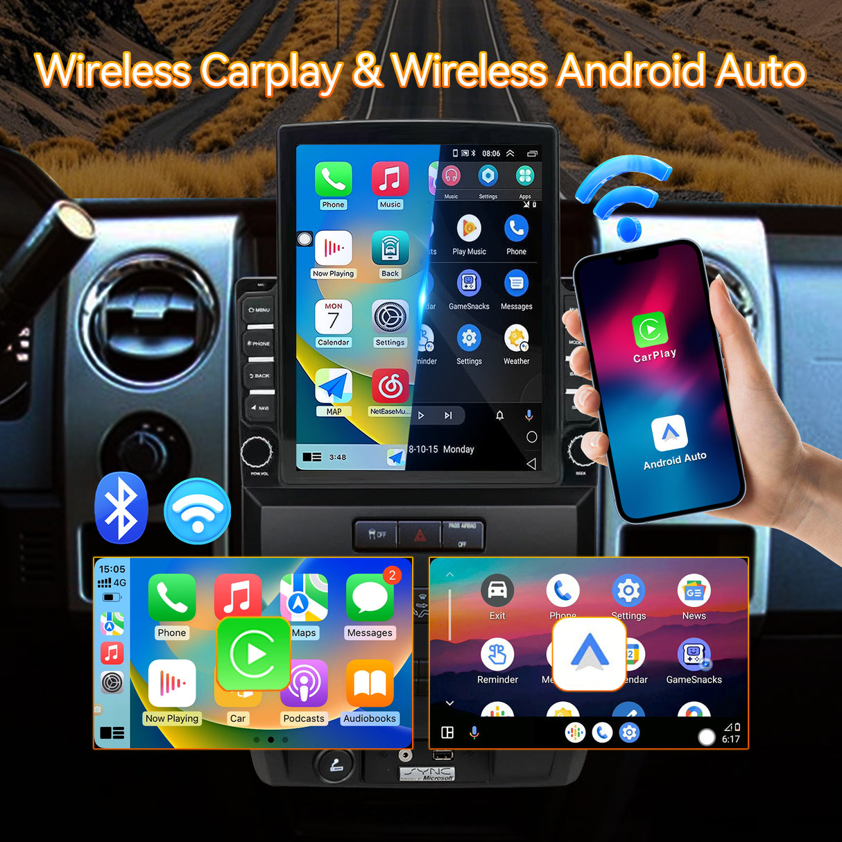 Android 13 Car Stereo Radio Compatible with Ford F150 2009 2010 2011 2012,9.7 Inch Touchscreen Manual AC Upgrade,Wireless CarPlay & Android Auto/Bluetooth/GPS/WiFi/Mirror Link/Backup Camera