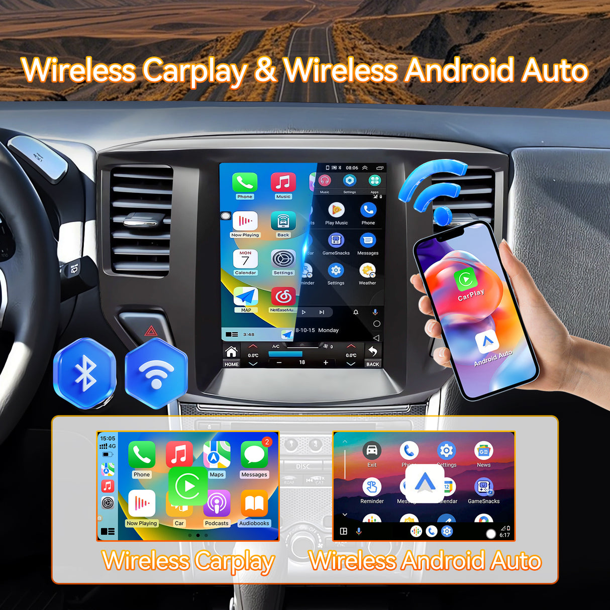 Car Stereo Radio Compatible with Nissan Pathfinder 2012-2020,5G.8Core.10.4''Touchscreen Car Radio Support Bluetooth,Wireless CarPlay Android Auto/FM/GPS/SWC/Mirror Link/Backup Camera