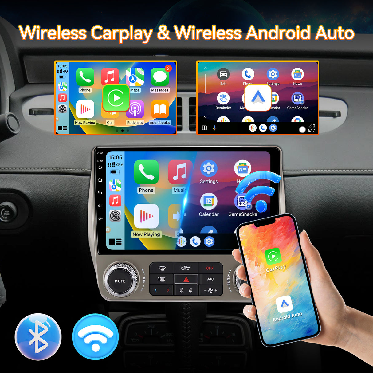 Android 13 Car Stereo Radio Compatible with Chevrolet Camaro 2010 2011 2012 2013 2014 2015,9 Inch Touchscreen Support Bluetooth/Wireless CarPlay Andriod Auto/GPS/WiFi/Mirror Link/Backup Camera