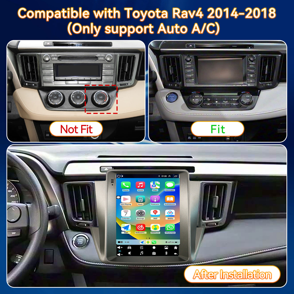 Android 13 Car Stereo Radio Compatible with Toyota RAV4 2013 2014 2015 2016 2017 2018,  Head Unit,IPS Touch Screen/Wifi/Bluetooth/Wireless Carplay Android Auto/GPS/Mirror Link/AHD Rear Camera(9.7 Inch)