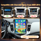 Android 13 Car Stereo Radio Compatible with Chevy Cruze 2009 2010 2011 2012 2013 2014 2015,9 Inch Head Unit, WiFi/Bluetooth/Wireless CarPlay Andriod Auto/FM/GPS/SWC/Mirror Link/Backup Camera