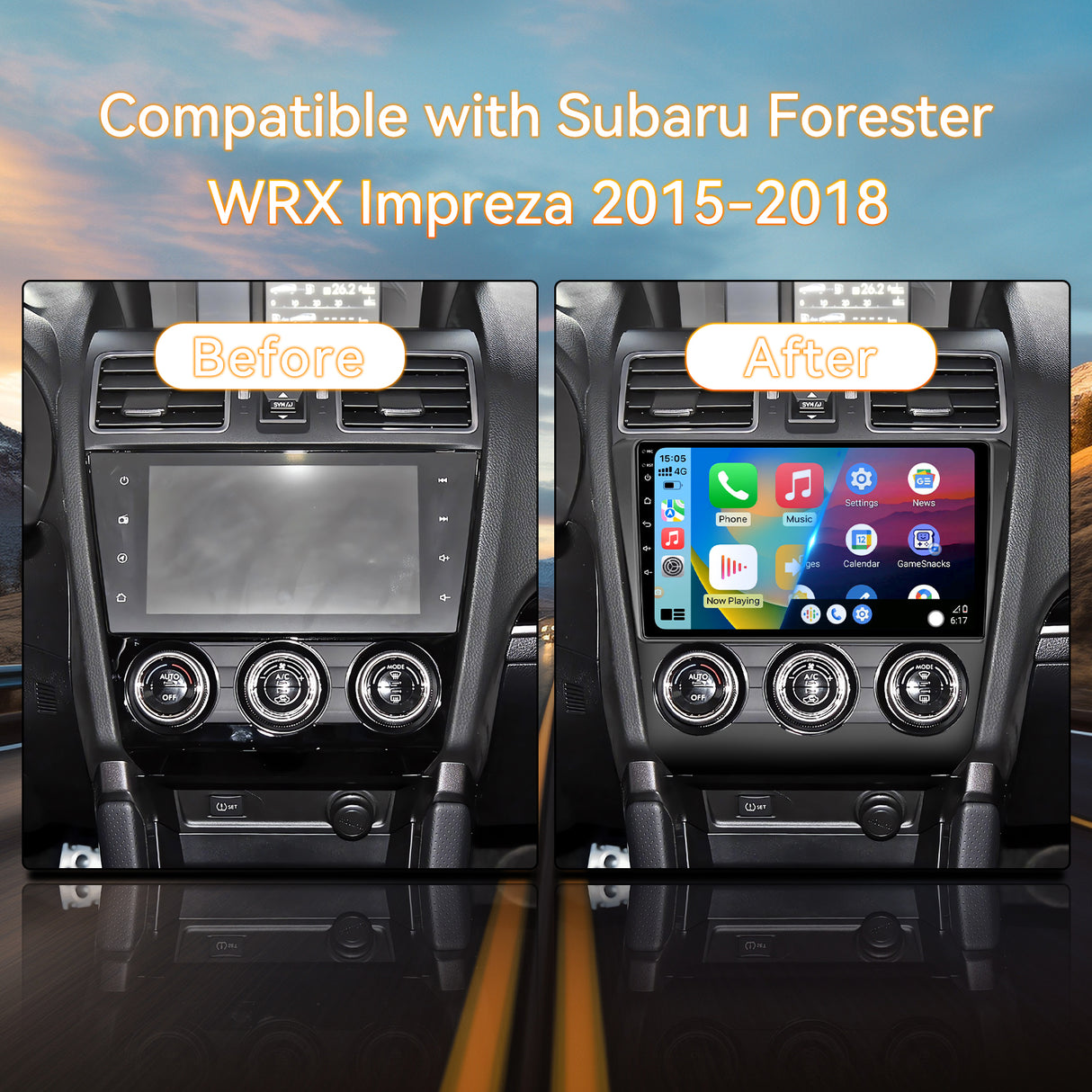 Android 13 Car Stereo Radio Compatible with Subaru Forester WRX Impreza 2015 2016 2017 2018,9 Inch Touchscreen Head Unit,Bluetooth/Wifi/FM/Wireless Carplay AndroidAuto/GPS/Mirrorlink/Backup Camera