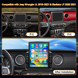Android 15 Car Radio Stereo Compatible with Jeep Wrangler JL 2018-2021Gladiator JT 2020 2021, 4+64G, 9.7" Touchscreen, Wireless Carplay Android Auto/Bluetooth/FM/GPS/WiFi/Mirror Link/SWC/Backup Camera