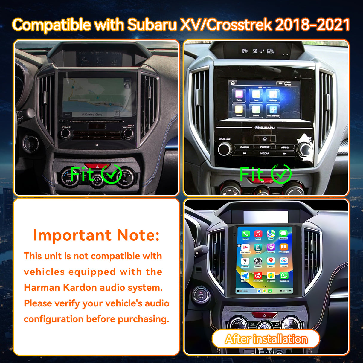 Android 14 Car Stereo Radio Compatible with Subaru XV Crosstrek 2018 2019 2020 2021 Wireless CarPlay & Android Auto AHD Backup Camera Upgrade 9.7" Touch Screen GPS WiFi SWC FM Bluetooth 2+64G