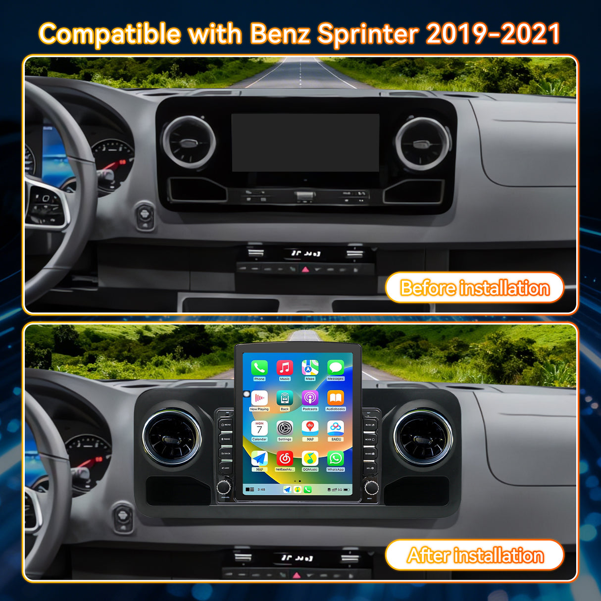 Android 14 Car Radio Compatible with Mercedes-Benz Sprinter 2019-2021,4G+64G,9.7" Touch Screen Car Stereo with Wireless Carplay&Android Auto | Blue-Tooth | GPS | Navigation | FM | SWC | Mirror Link