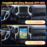 Android 13 Car Radio Compatible with Chevy Silverado 2019-2023 4+64G T-Style Car Stereo Head Unit with Wireless Carplay | Android Auto | GPS Navigation | Bluetooth | FM | AM | SWC 12.1Inch