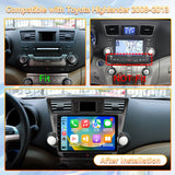 Android 13 Car Stereo Radio Compatible with Toyota Highlander 2008 2009 2010 2011 2012 2013,10" Touchscreen Car Radio Support Bluetooth,Wireless CarPlay Andriod Auto/WiFi/FM/GPS/Backup Camera
