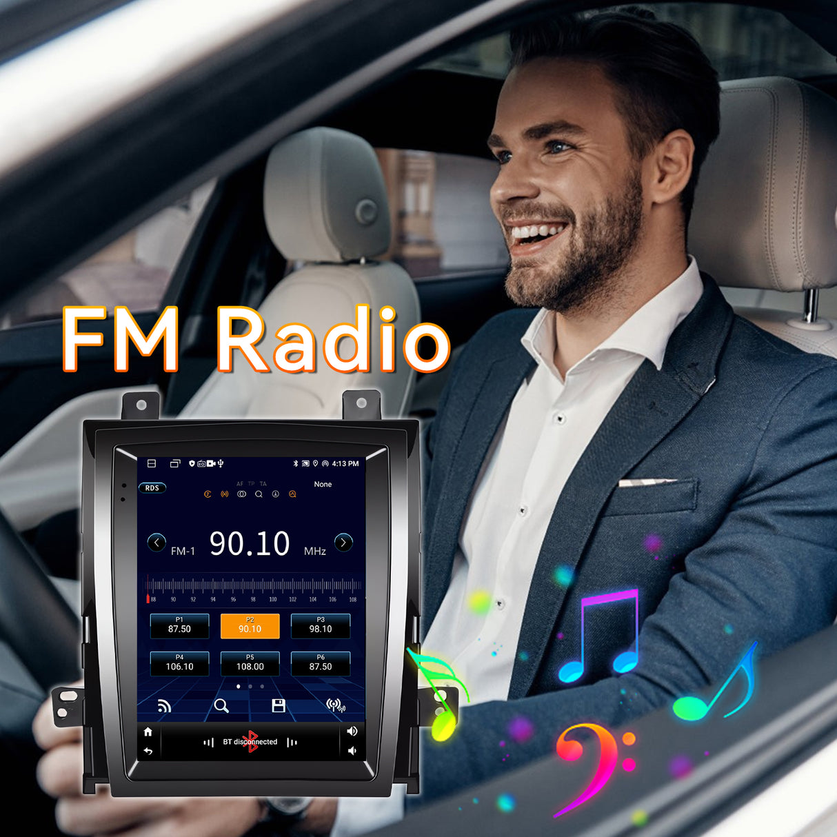 Android 13 Car Stereo Radio Compatible with Cadillac Escalade/Sailway SLS 2007-2014, 9.7 Inch Touchscreen Support Bluetooth/Wireless CarPlay Android Auto/GPS/WiFi/Backup Camera