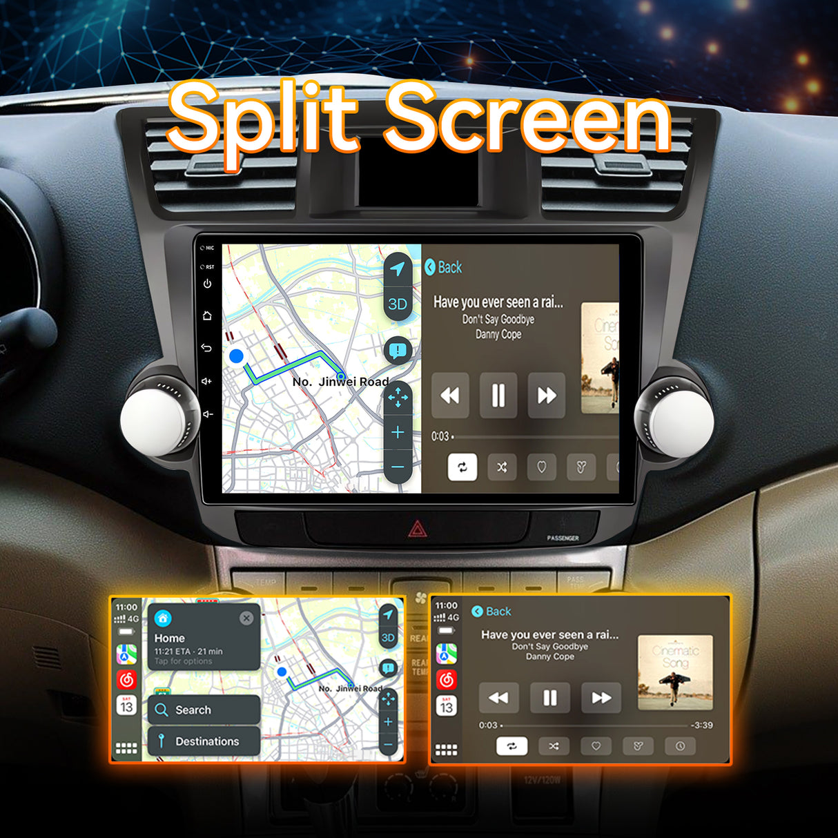 Android 13 Car Stereo Radio Compatible with Toyota Highlander 2008 2009 2010 2011 2012 2013,10" Touchscreen Car Radio Support Bluetooth,Wireless CarPlay Andriod Auto/WiFi/FM/GPS/Backup Camera