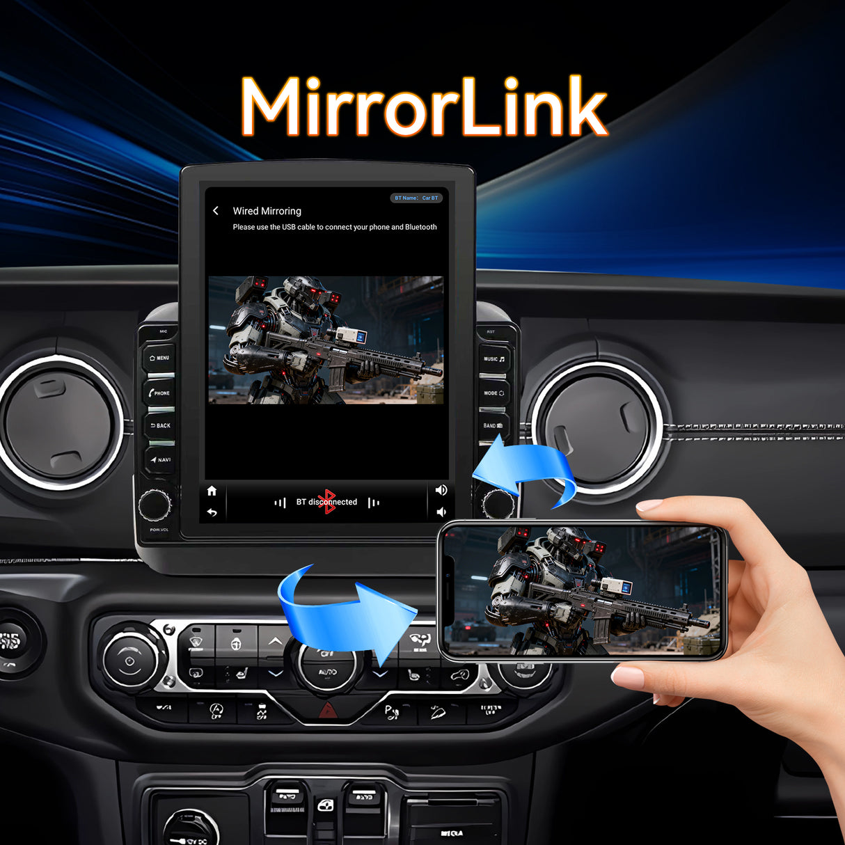 Android 15 Car Radio Stereo Compatible with Jeep Wrangler JL 2018-2021Gladiator JT 2020 2021, 4+64G, 9.7" Touchscreen, Wireless Carplay Android Auto/Bluetooth/FM/GPS/WiFi/Mirror Link/SWC/Backup Camera