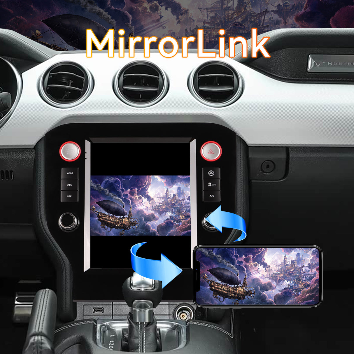 Android 14 Car Stereo Radio Head Unit Compatible with Ford Mustang 2015-2021 Carplay&Android Auto T-Style Touch Screen with GPS | DSP | Bluetooth  | Optical  | FM | 4G | WiFi 8+128G 9.7