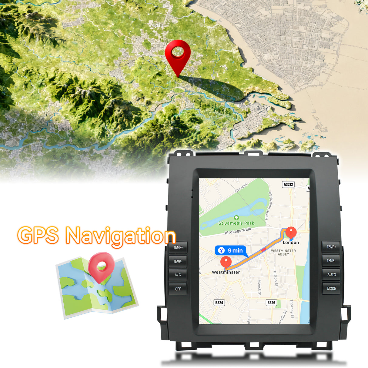 Android 15 Car Radio Stereo Compatible with Lexus GX470 2002-2009 & Toyota Prado with Wireless Carplay Android Auto, 9.7' IPS Touchscreen Support Bluetooth/GPS/WiFi/Mirror Link/Backup Camera