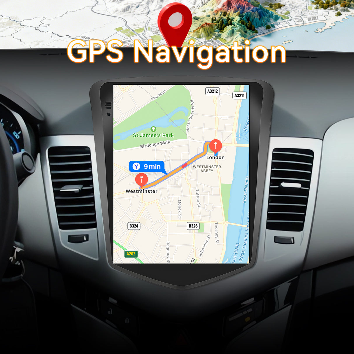 Android 13 Car Stereo Radio Compatible with Chevy Cruze 2009 2010 2011 2012 2013 2014 2015,9 Inch Head Unit, WiFi/Bluetooth/Wireless CarPlay Andriod Auto/FM/GPS/SWC/Mirror Link/Backup Camera