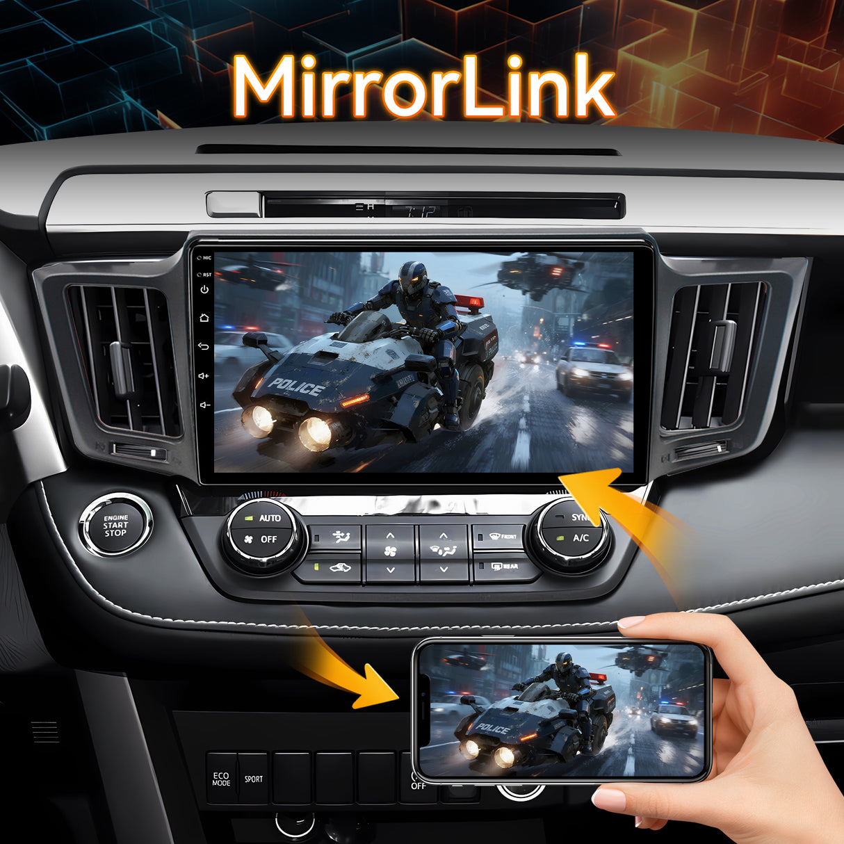 Android 13 Car Stereo Radio Compatible with Toyota RAV4 2013 2014 2015 2016 2017 2018, 10 Inch IPS Touch Screen/WiFi/Bluetooth/Wireless Carplay Android Auto/GPS/Mirror Link/AHD Rear Camera