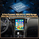 Android 15 Car Stereo Radio Compatible with Infiniti Q50 2015 2016 2017 2018 2019 12.1" Touch Screen Wireless CarPlay & Android Auto DSP 4G LTE 5G WiFi BT GPS Navigation Bluetooth 8core 8+128G