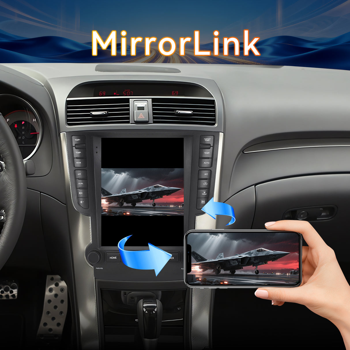 Android 14 Car Radio Compatible with Acura TL 2004-2008 4+64G T-Style Car Stereo Head Unit with Wireless Carplay/Android Auto, GPS Navigation, Bluetooth, FM/AM, SWC 9.7 Inch