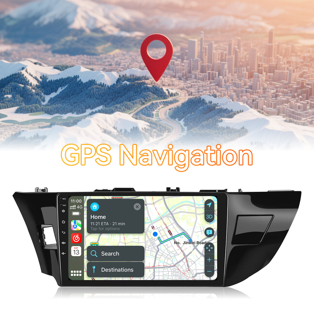 Android 13 Car Stereo Radio Compatible with Toyota Corolla 2014-2016, 10 Inch Touchscreen Head Unit,Bluetooth |Wifi |FM |Wireless Carplay Android Auto |GPS |Mirrorlink |Backup Camera