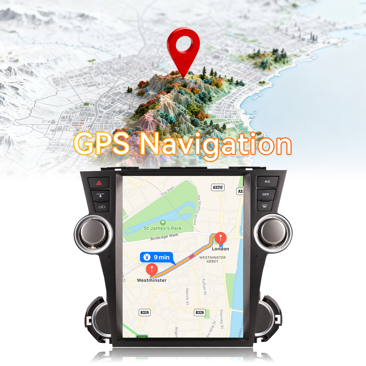 Android 14 Car Stereo Radio Head Unit Compatible with Toyota Highlander 2009-2013 Carplay&Android Auto T-Style Touch Screen with GPS DSP Bluetooth Optical FM 4G WiFi 8+128G 12.1"