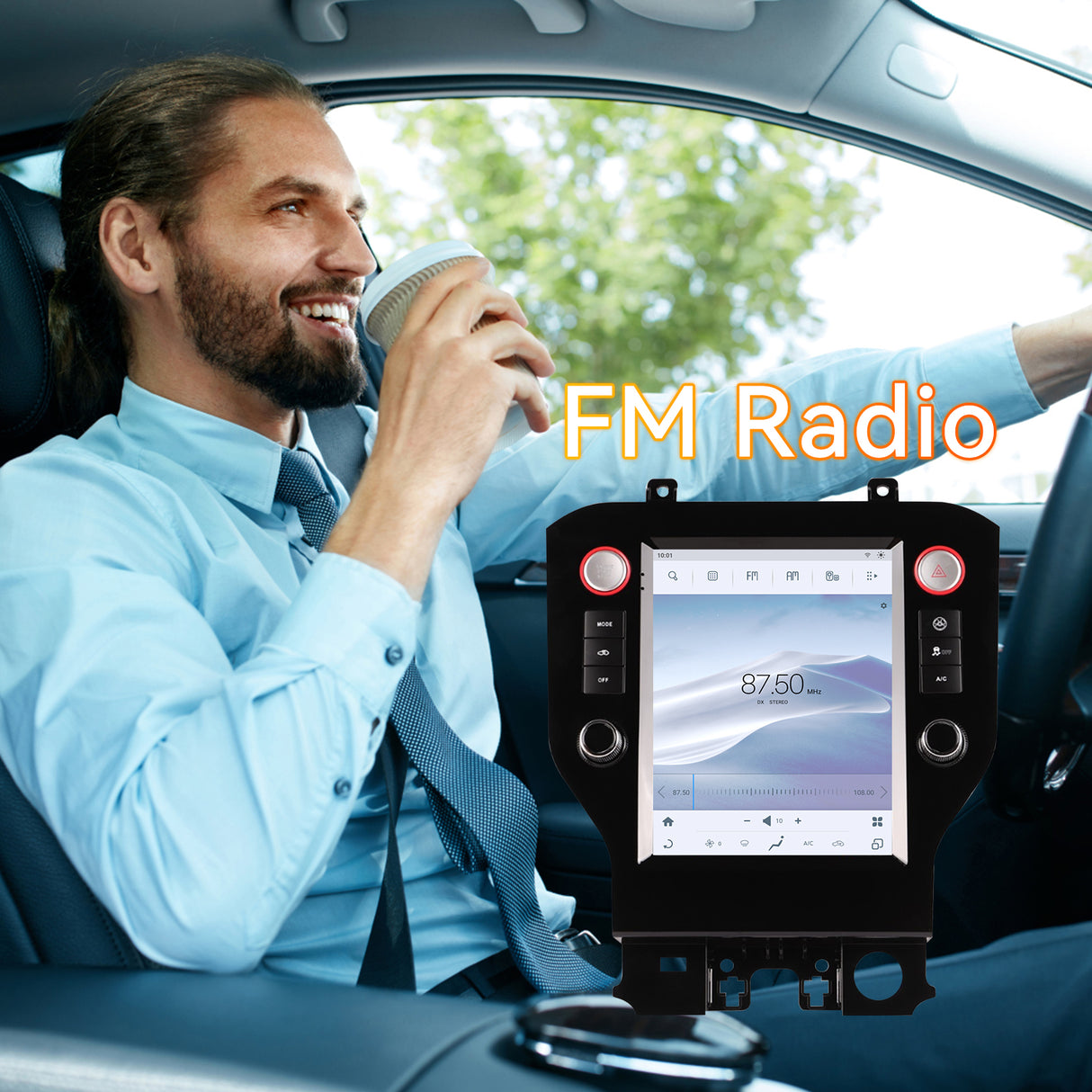 Android 14 Car Stereo Radio Head Unit Compatible with Ford Mustang 2015-2021 Carplay&Android Auto T-Style Touch Screen with GPS | DSP | Bluetooth  | Optical  | FM | 4G | WiFi 8+128G 9.7