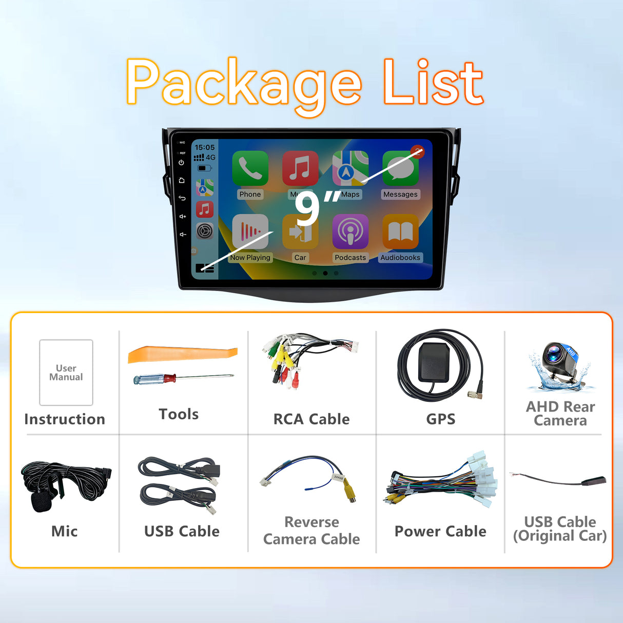 Android 13 Car Stereo Radio Compatible with Toyota RAV4 2006-2011,9 Inch Touchscreen Head Unit,Bluetooth |Wifi |FM |Wireless Carplay Android Auto |GPS |Mirrorlink |Backup Camera