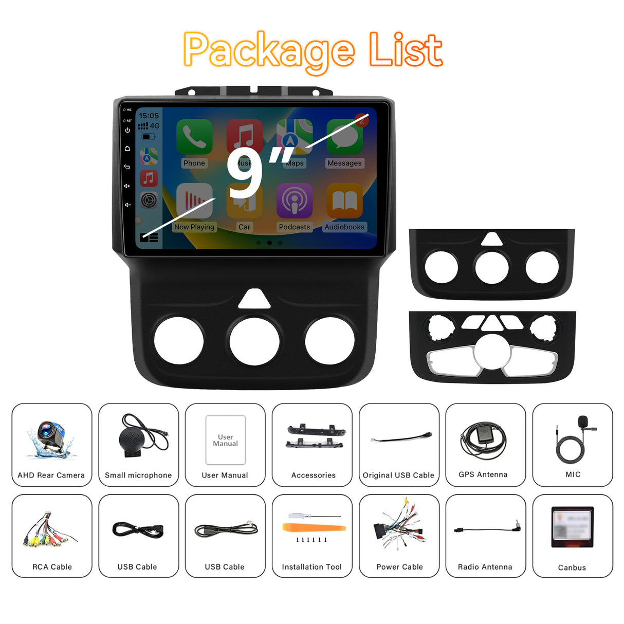Android 13 Car Stereo Radio Compatible with Dodge Ram 1500/2500/3500 2013-2018, 9 Inch Touchscreen Head Unit,Bluetooth |Wifi |FM |Wireless Carplay Android Auto |GPS |Mirrorlink |Backup Camera