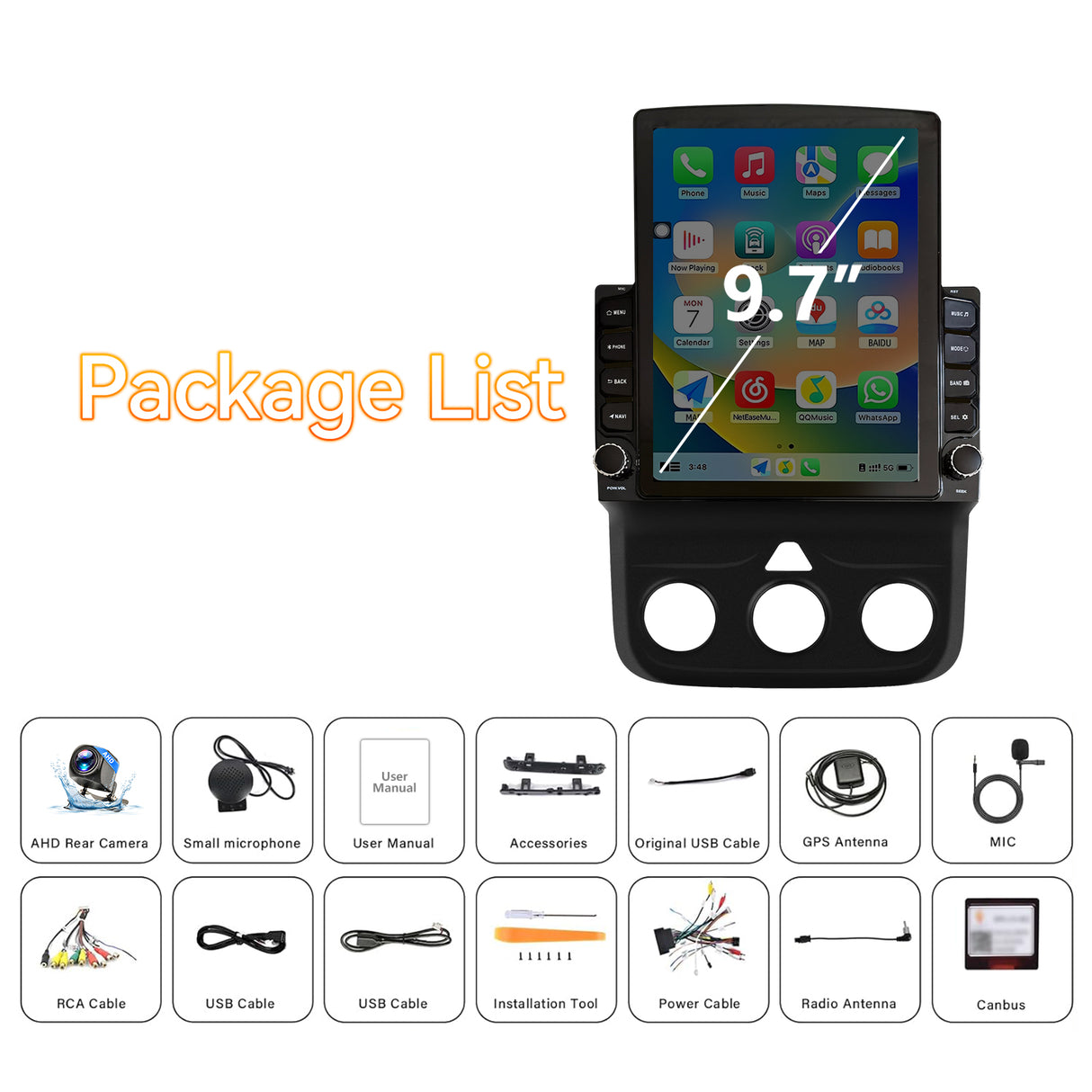 Android 13 Car Stereo Radio Compatible with Dodge Ram 1500 2500 3500 2013 2014 2015 2016 2017 2018(Manual AC),9.7 Inch Head Unit Support Bluetooth,Wireless CarPlay Android Auto,2+64