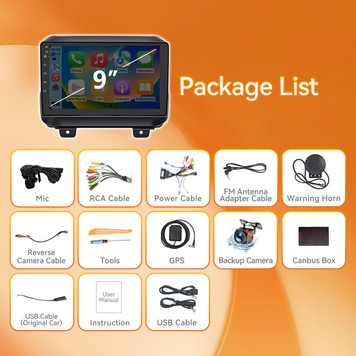 Android 13 Car Stereo Radio Compatible with Jeep Wrangler JL 2018 2019 2020 2021 Jeep Gladiator JT 2020 2021, 9 Inch Head Unit Support Bluetooth/Wireless Carplay Android Auto/GPS/Mirror Link