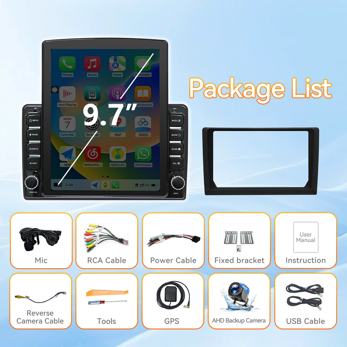 Android 13 Car Stereo Radio Compatible with F150 2004 2005 2006 2007 2008, 4GB+64GB, 9.7 Inch Touchscreen Support Wireless CarPlay Android Auto, Bluetooth/FM/GPS/WiFi/SWC/Backup Camera