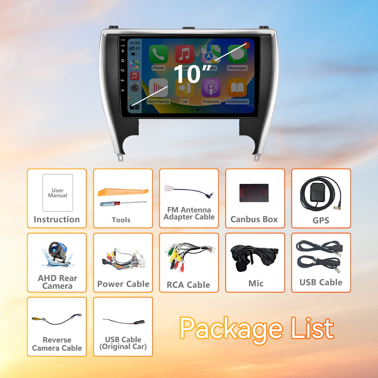 Android 13 Car Stereo Radio Compatible with Toyota Camry 2015-2017, 10 Inch Touchscreen Head Unit,Bluetooth |Wifi |FM |Wireless Carplay Android Auto |GPS |Mirrorlink |Backup Camera