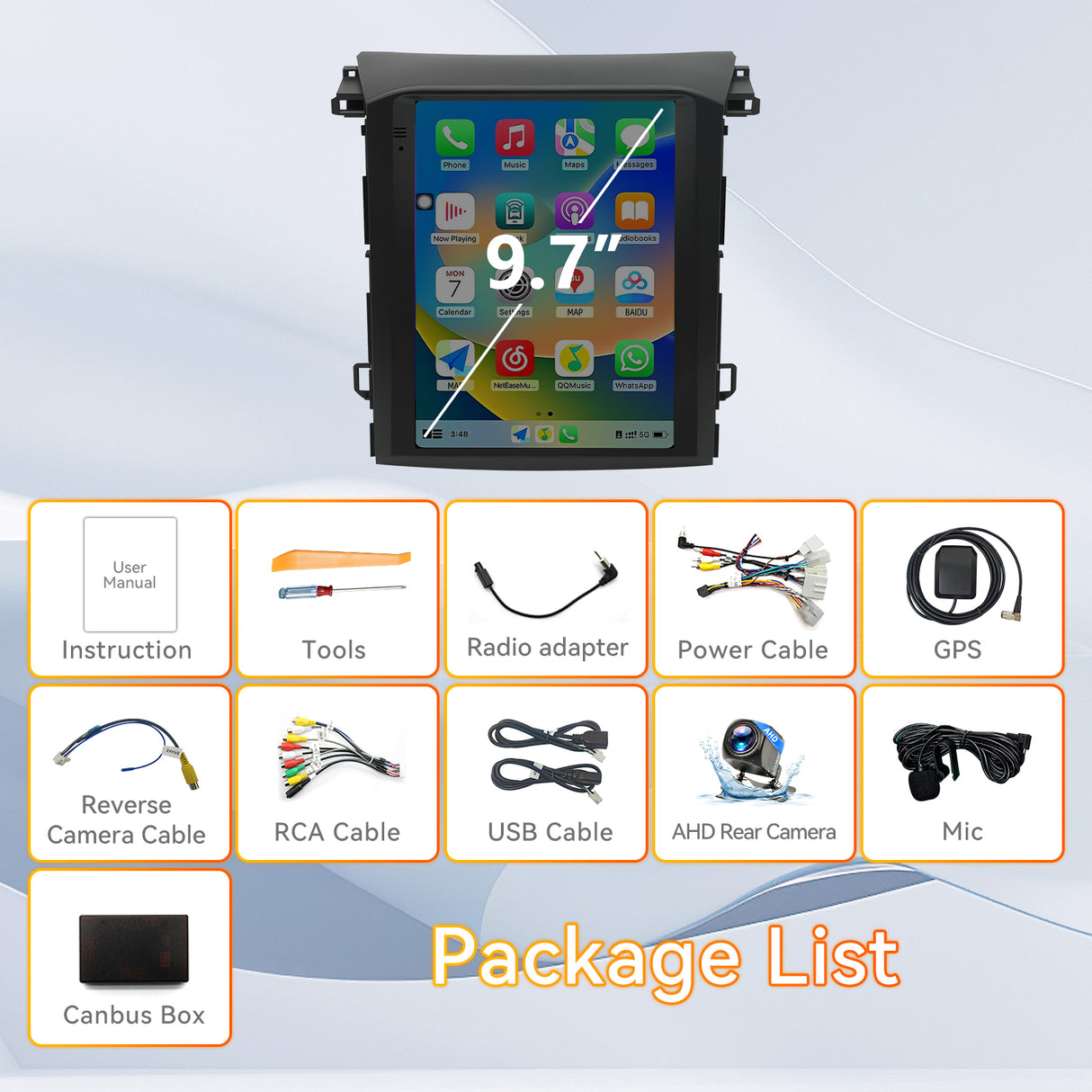 Android 14 Car Stereo Radio Compatible with Subaru XV Crosstrek 2018 2019 2020 2021 Wireless CarPlay & Android Auto AHD Backup Camera Upgrade 9.7" Touch Screen GPS WiFi SWC FM Bluetooth 2+64G