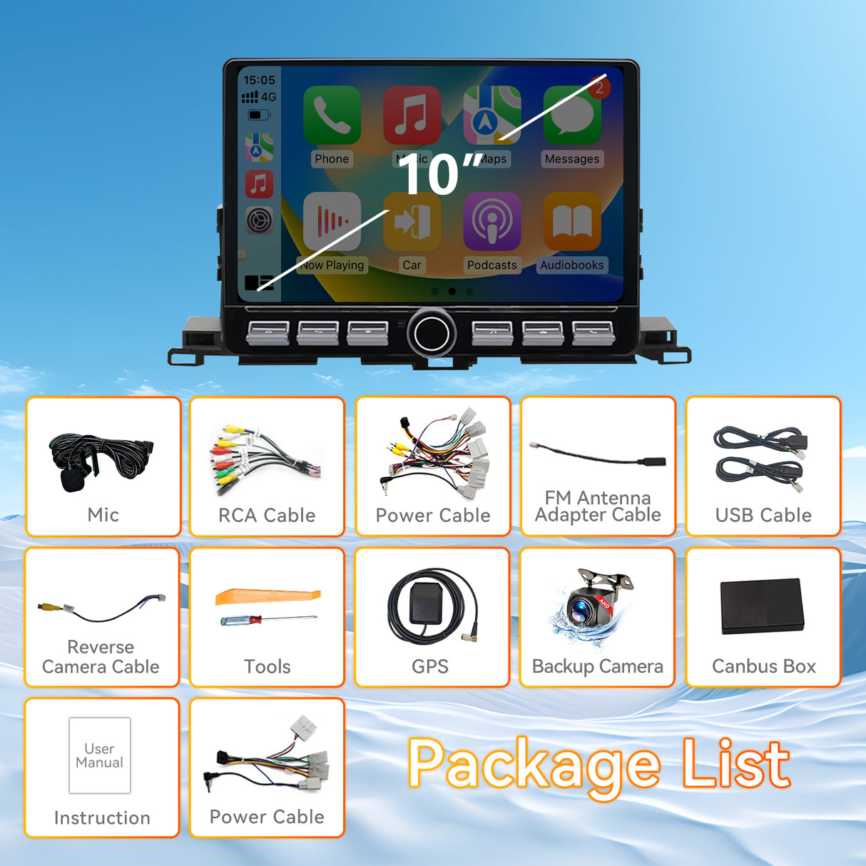 Android 13 Car Stereo Radio Compatible with Toyota Highlander 2015-2018, 10 Inch Touchscreen Head Unit,Bluetoot h|Wifi |FM  |Wireless Carplay Android Auto |GPS |Mirrorlink |Backup Camera