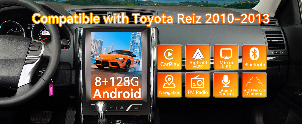Android 14 Car Stereo Radio Head Unit Compatible with Toyota Reiz 2010-2013 Carplay&Android Auto T-Style Touch Screen with GPS | DSP | Bluetooth | Optical | FM | 4G | WiFi 8+128G 12.1