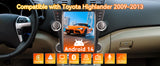 Android 14 Car Stereo Radio Head Unit Compatible with Toyota Highlander 2009-2013 Carplay&Android Auto T-Style Touch Screen with GPS DSP Bluetooth Optical FM 4G WiFi 8+128G 12.1"