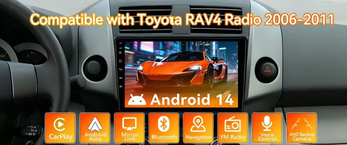 Android 13 Car Stereo Radio Compatible with Toyota RAV4 2006-2011,9 Inch Touchscreen Head Unit,Bluetooth |Wifi |FM |Wireless Carplay Android Auto |GPS |Mirrorlink |Backup Camera