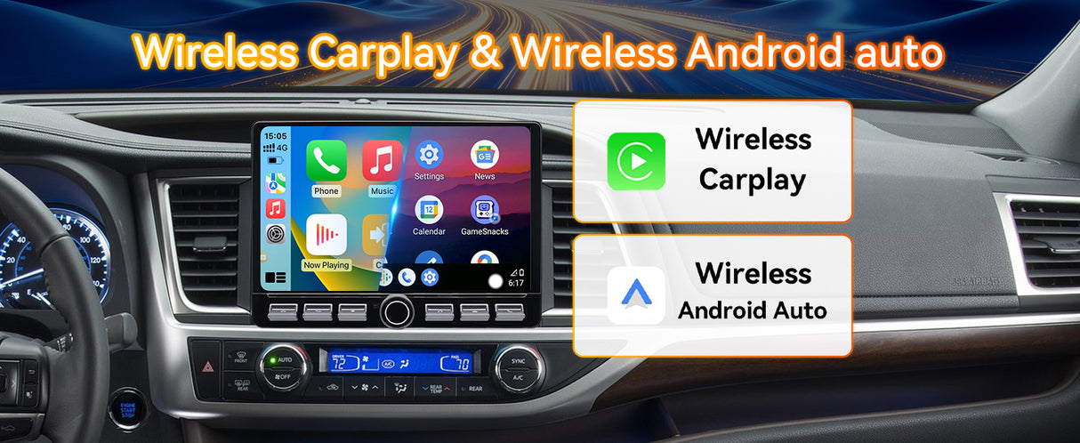 Android 13 Car Stereo Radio Compatible with Toyota Highlander 2015-2018, 10 Inch Touchscreen Head Unit,Bluetoot h|Wifi |FM  |Wireless Carplay Android Auto |GPS |Mirrorlink |Backup Camera