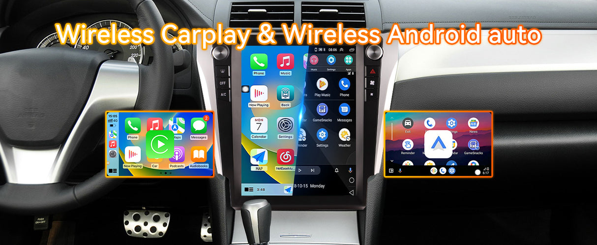Android 14 Car Stereo Radio Head Unit Compatible with Toyota Camry 2012-2015 Carplay&Android Auto T-Style Touch Screen with GPS DSP Bluetooth Optical FM 4G WiFi 8+128G 12.1"
