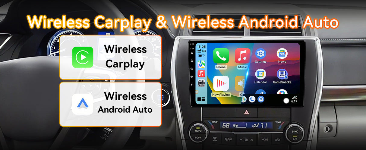 Android 13 Car Stereo Radio Compatible with Toyota Camry 2015-2017, 10 Inch Touchscreen Head Unit,Bluetooth |Wifi |FM |Wireless Carplay Android Auto |GPS |Mirrorlink |Backup Camera