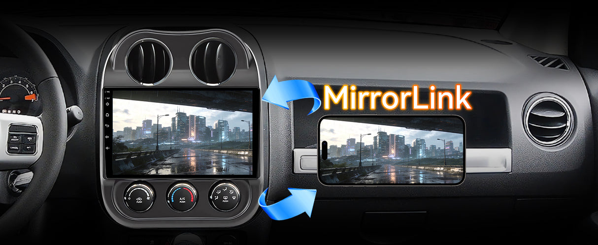 Android 13 Car Stereo Radio Compatible with Jeep Compass 2009-2016, 10 Inch Touchscreen Head Unit,Bluetooth |Wifi |FM |Wireless Carplay Android Auto |GPS |Mirrorlink |Backup Camera