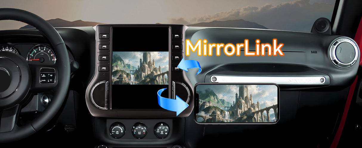 Android 14 Car Stereo Radio Head Unit Compatible with Jeep Wrangler 2011-2014 Carplay&Android Auto T-Style Touch Screen with GPS DSP Bluetooth Optical FM 4G WiFi 8+128G 12.1 inch
