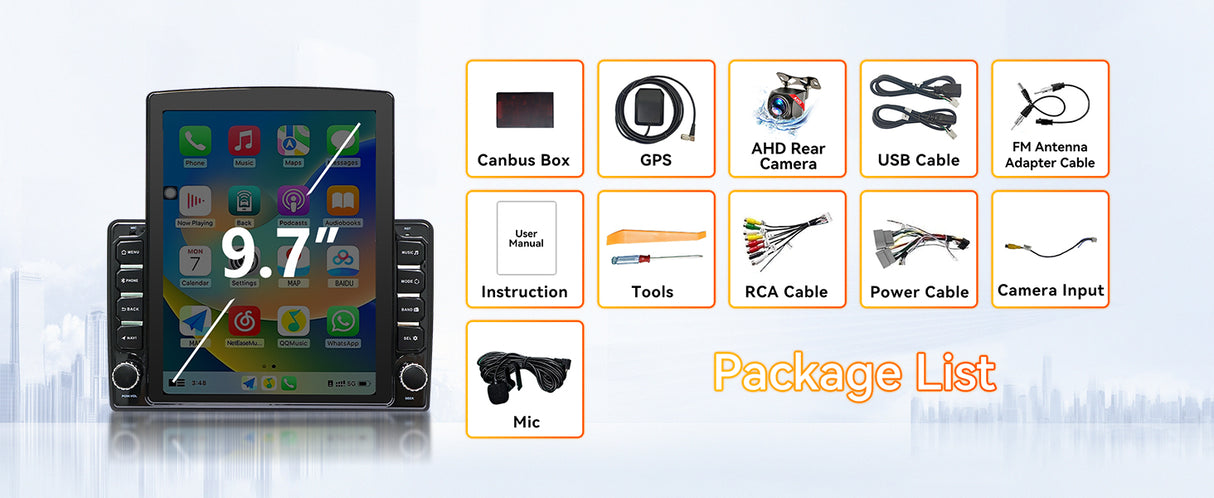 Android 14 Car Stereo Radio Compatible with Dodge Ram 1500 2500 3500 2006 2007 2008 Wireless CarPlay & Android Auto | AHD | Backup Camera | Upgrade 9.7" Touch Screen | GPS | WiFi | SWC | FM | Bluetooth 2+64G