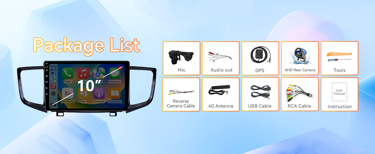 Android 13 Car Radio Stereo for Honda Pilot 2016-2019, 10 Inch Touchscreen Head Unit,Bluetooth | Wifi | FM | Wireless Carplay Android Auto | GPS | Mirrorlink | Backup Camera